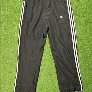 Y2K Adidas Black Track Pants with White Stripes